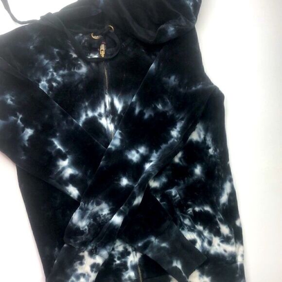 SET: JENNI by Jennifer Moore Sweatsuit Loungewear Velour Hoodie & Pant Set Black - Picture 8 of 12